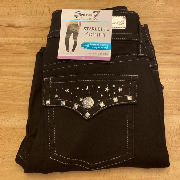 Seven7 Starlette Skinny Mid Rise Women’s Black Jeans NWT - Picture 2 of 5